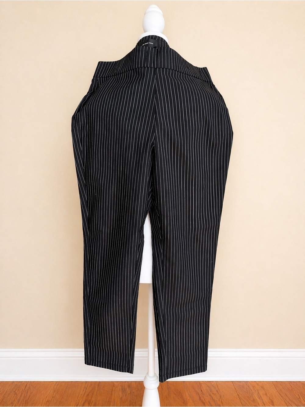 Who What Wear Black Pinstripe High-Rise Trousers